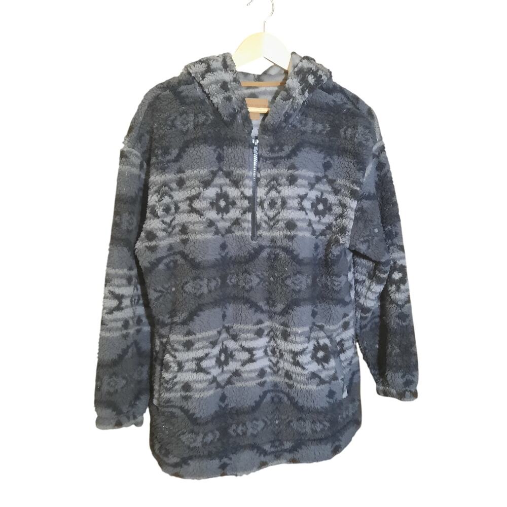 Koolaburra by UGG Womens Gray Brushed Back Sherpa Hoodie Pullover Size L